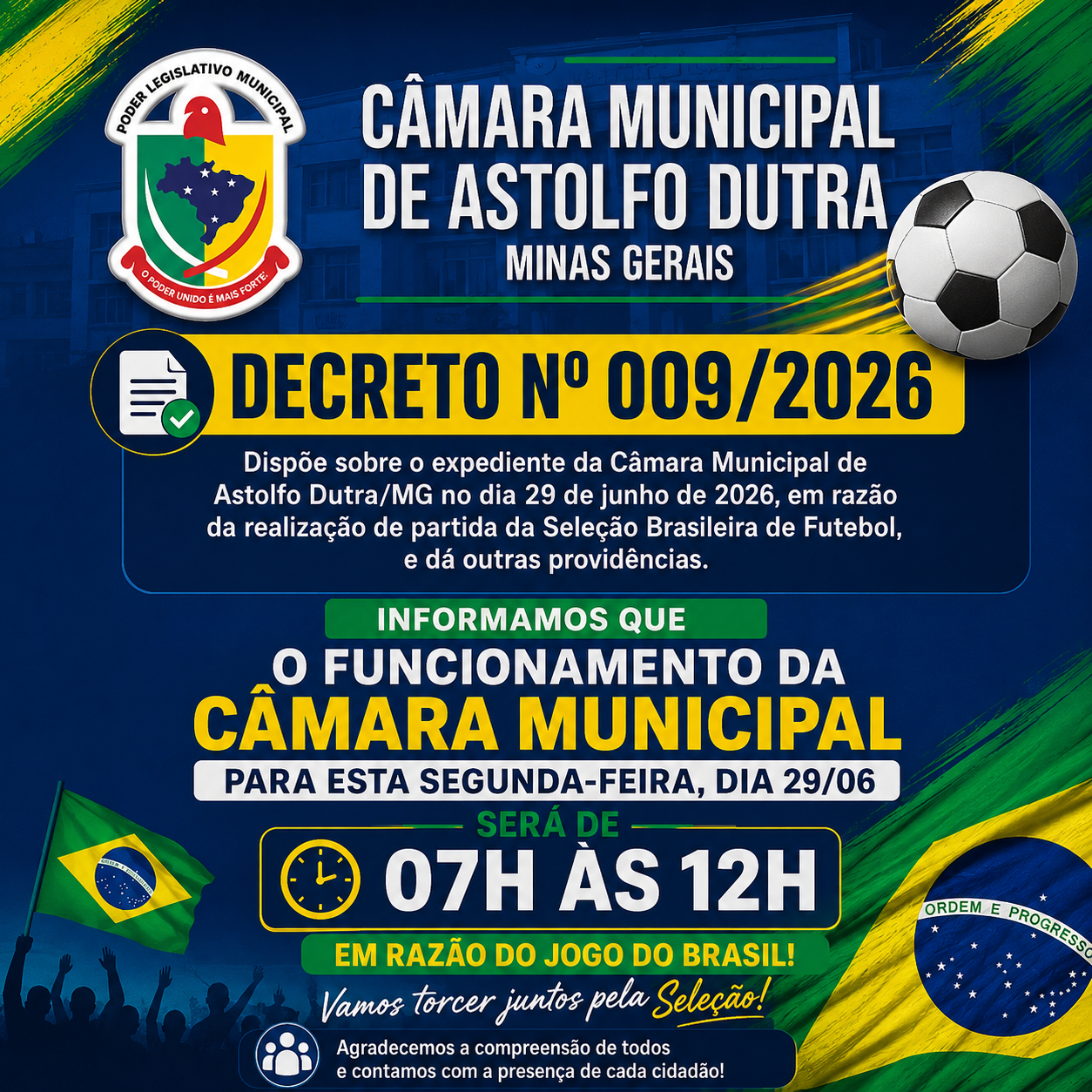 CÂMARA MUNICIPAL DE ASTOLFO DUTRA INFORMA